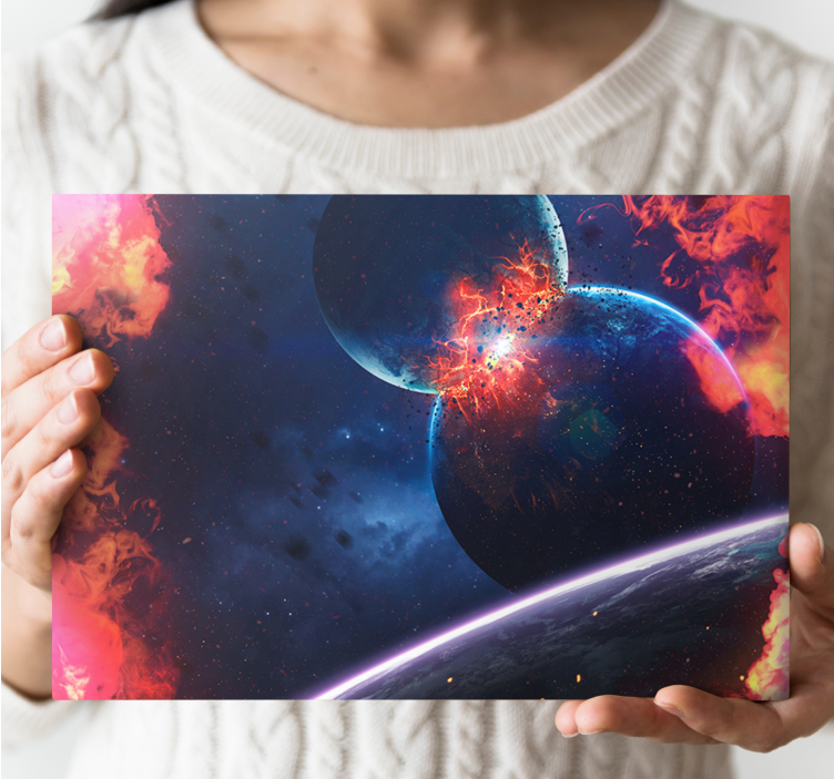 Floral canvas wall art celestial collision event - TenStickers