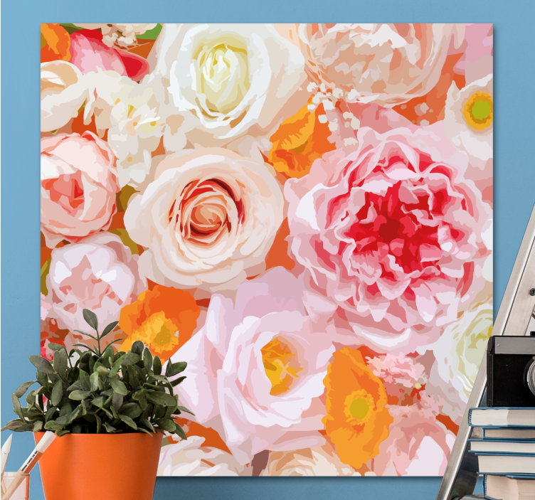 Flowers canvas blooming floral design - TenStickers