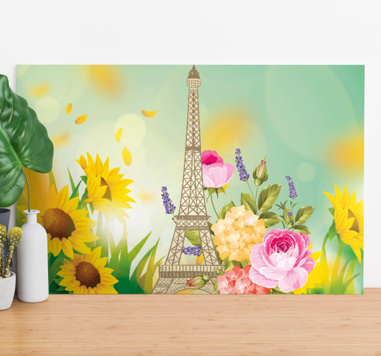 Flowers canvas eiffel tower bloom - TenStickers