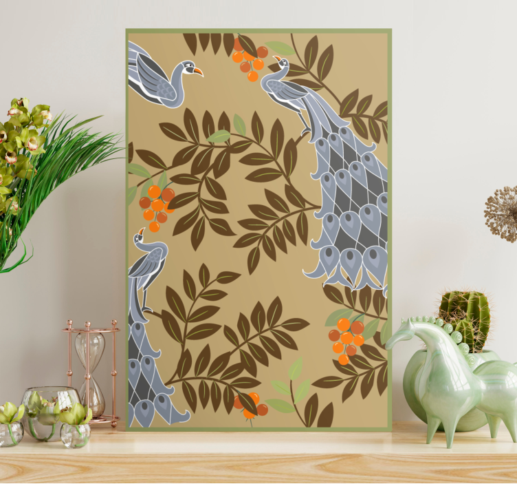 Flowers canvas elegant bird artwork - TenStickers