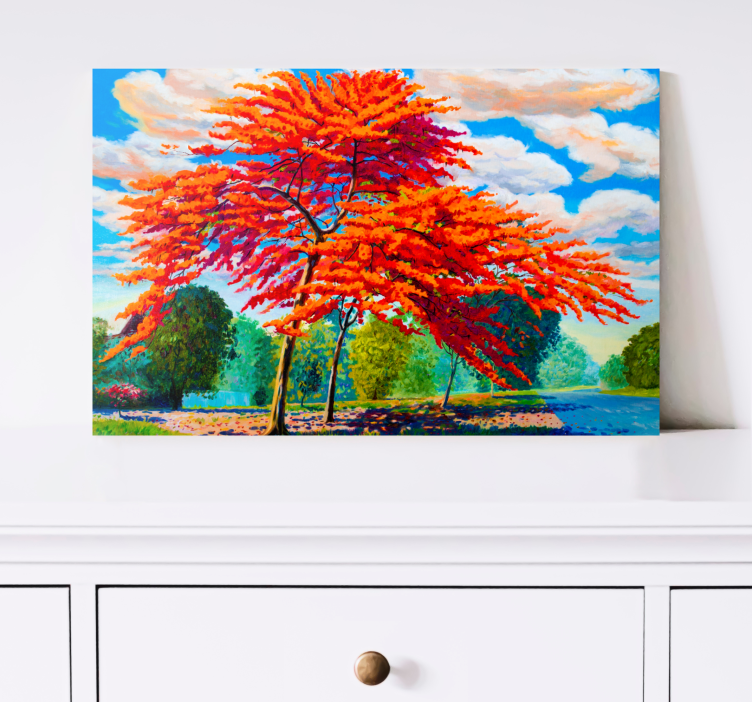 Flowers canvas fiery autumn foliage print - TenStickers