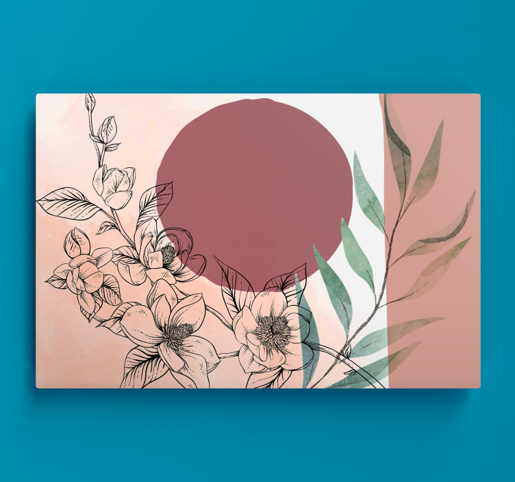 Flowers canvas floral arrangement with circle - TenStickers