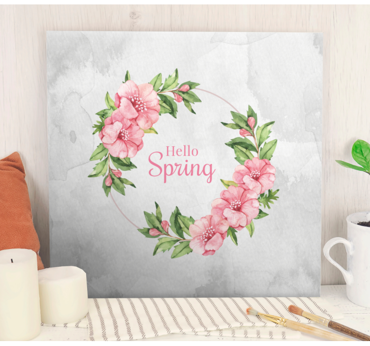 Flowers canvas floral circle greeting card - TenStickers