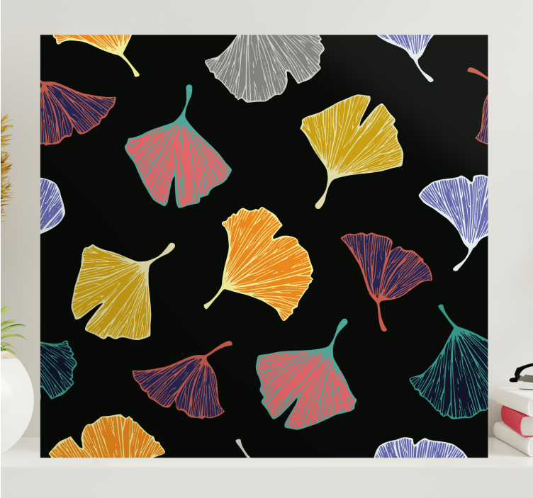 Flowers canvas ginkgo leaf illustrations - TenStickers