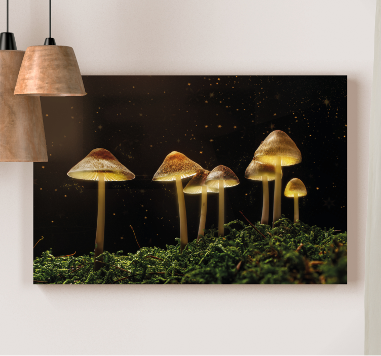 Flowers canvas glowing mushroom landscape - TenStickers