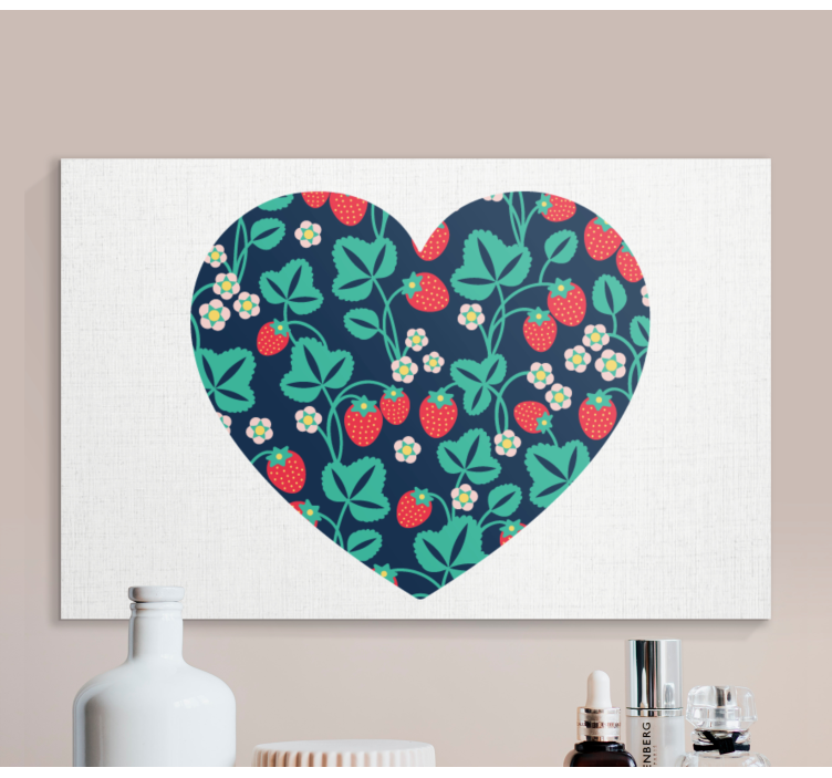 Flowers canvas heart-shaped strawberry design - TenStickers