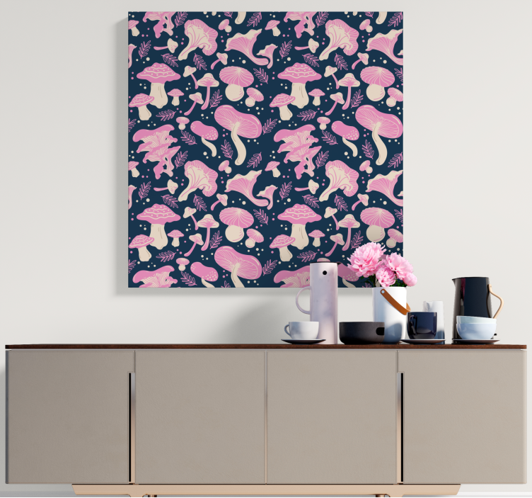 Flowers canvas mushroom illustration - TenStickers