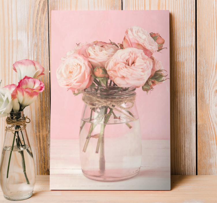 Flowers canvas pink rose bouquet art print - TenStickers