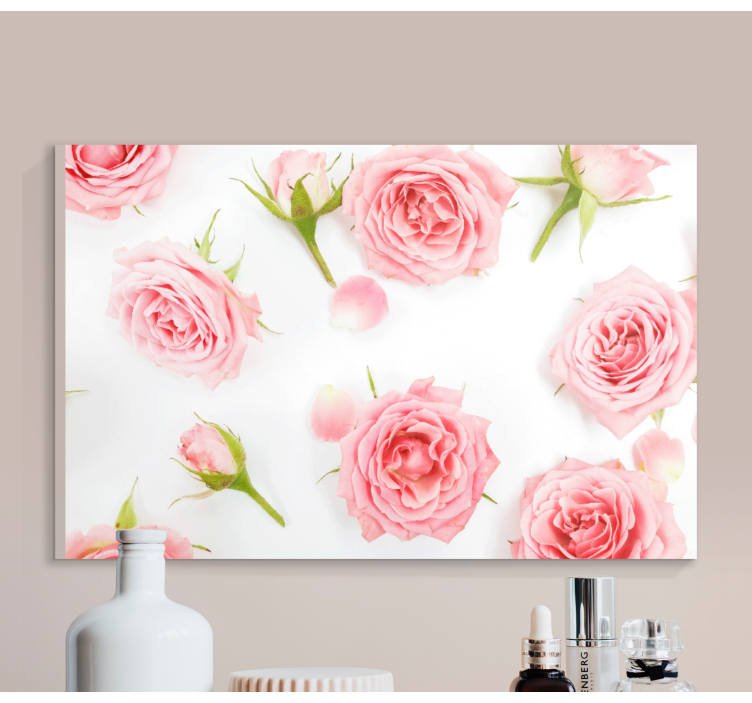Flowers canvas pink roses bouquet - TenStickers