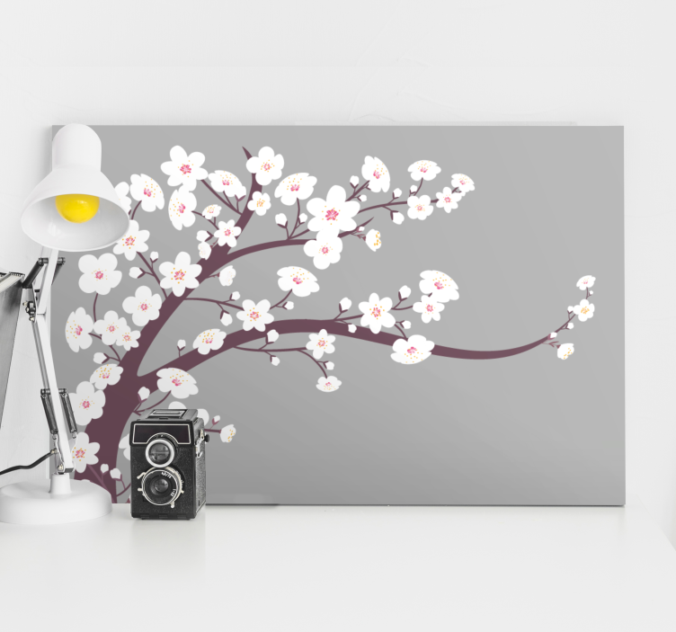 Flowers canvas sakura blossom stalk - TenStickers
