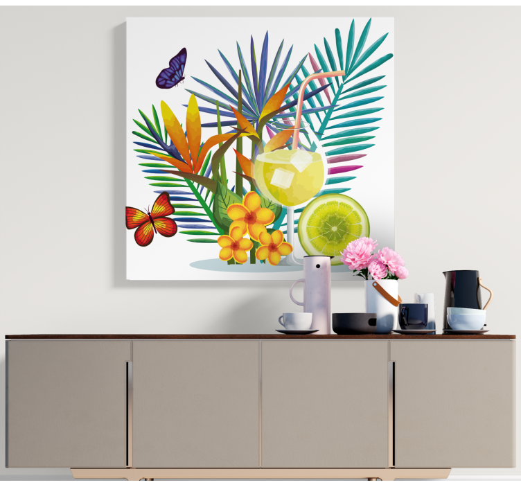 Flowers canvas tropical drink display - TenStickers