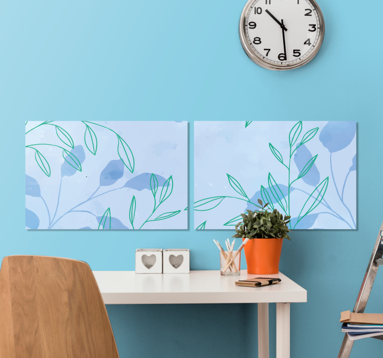 Flowers canvas with delicate leaf patterns - TenStickers