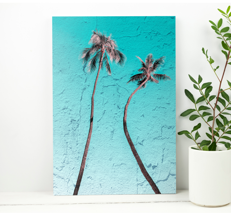 Flowers canvas with elegant palm trees - TenStickers