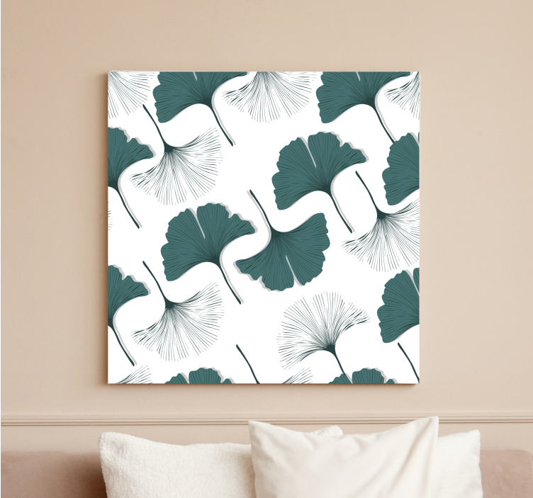 Flowers canvas with ginkgo leaf designs - TenStickers