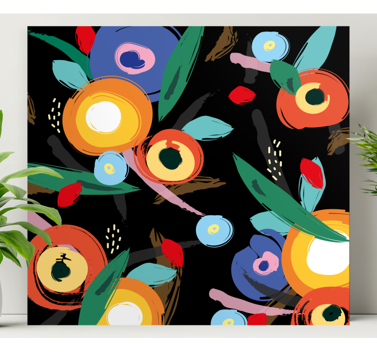 Flowers canvas with vibrant floral design - TenStickers