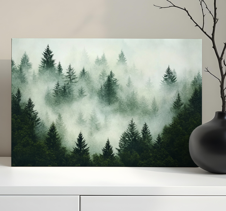 Foggy forest landscape canvas - TenStickers