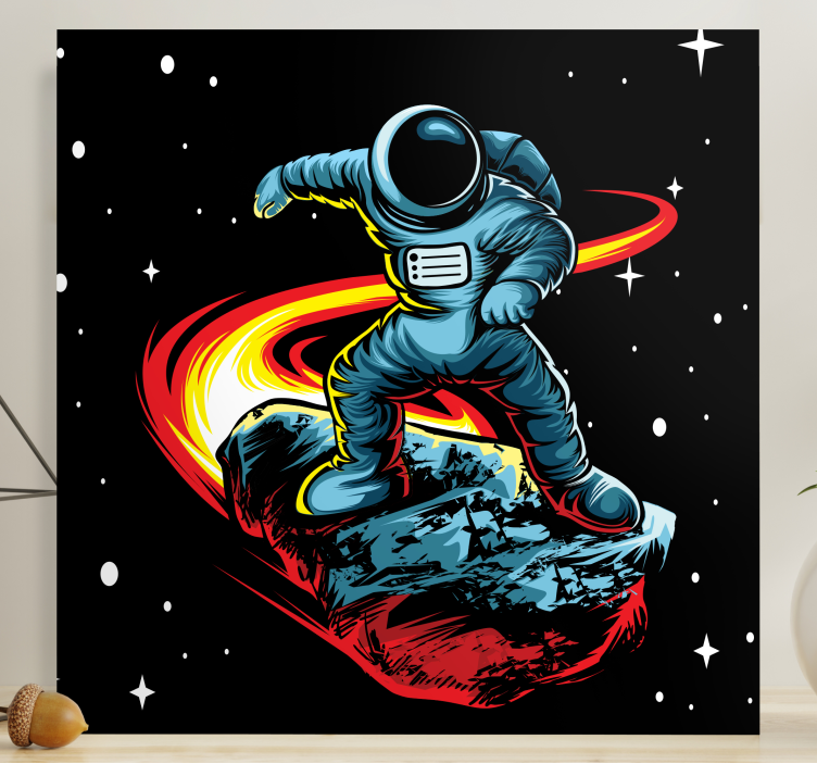 Framed gaming wall art astronaut surfing asteroid - TenStickers