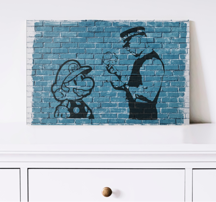 Framed gaming wall art mario and officer - TenStickers