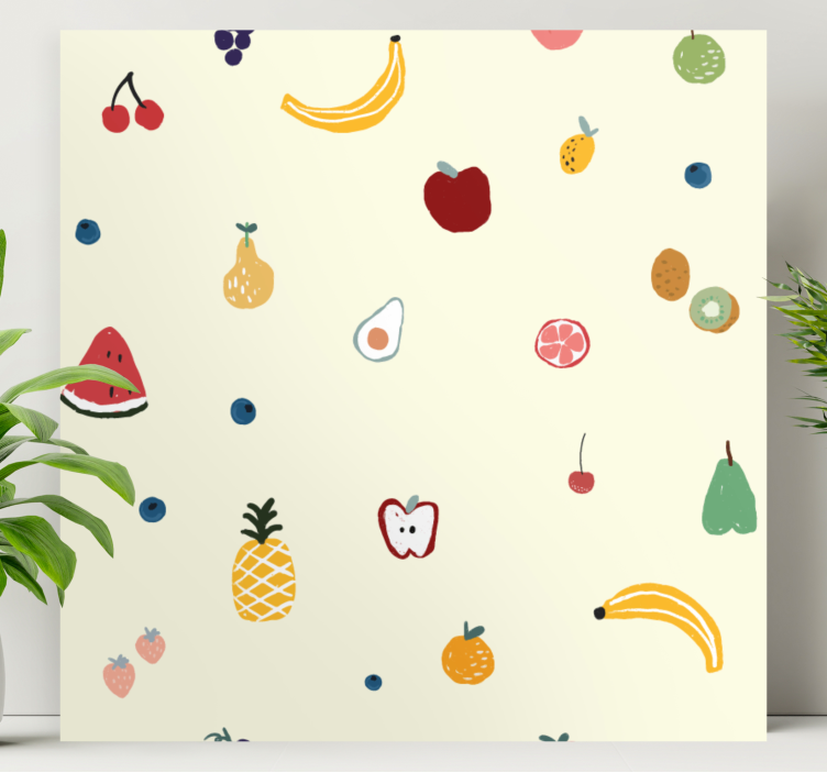 Fruit canvas wall art colorful fruit scatter - TenStickers