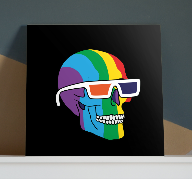 Fruit canvas wall art rainbow skull glasses - TenStickers
