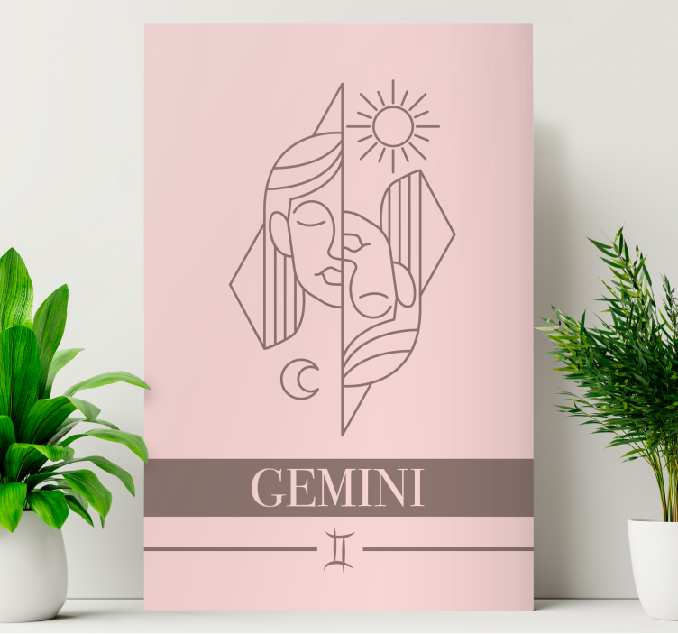 Gemini pink card zodiac sign bedroom wall print - TenStickers
