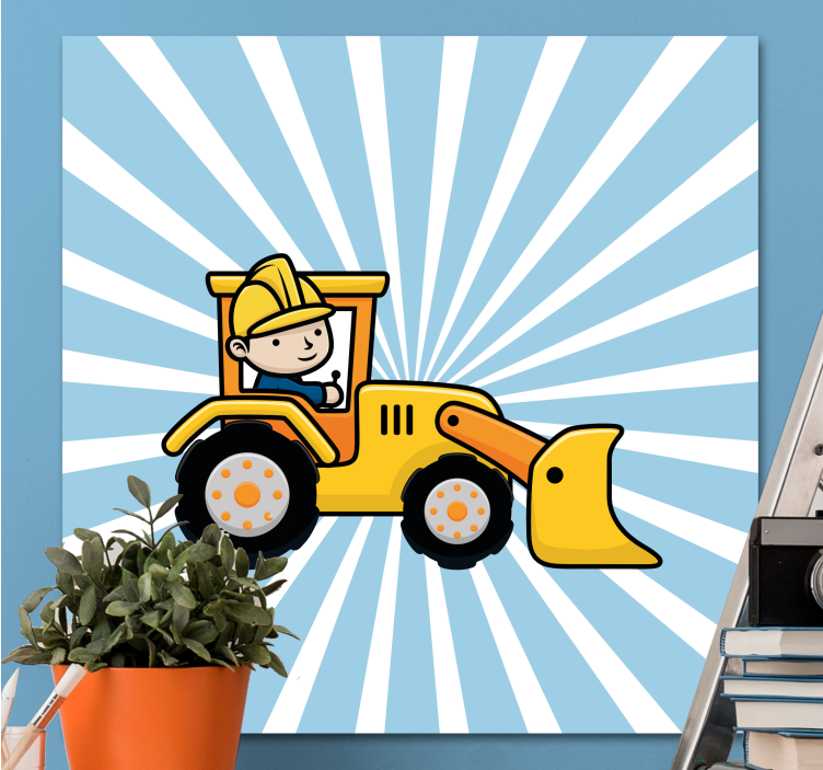 Builder tractor nursery canvas - TenStickers