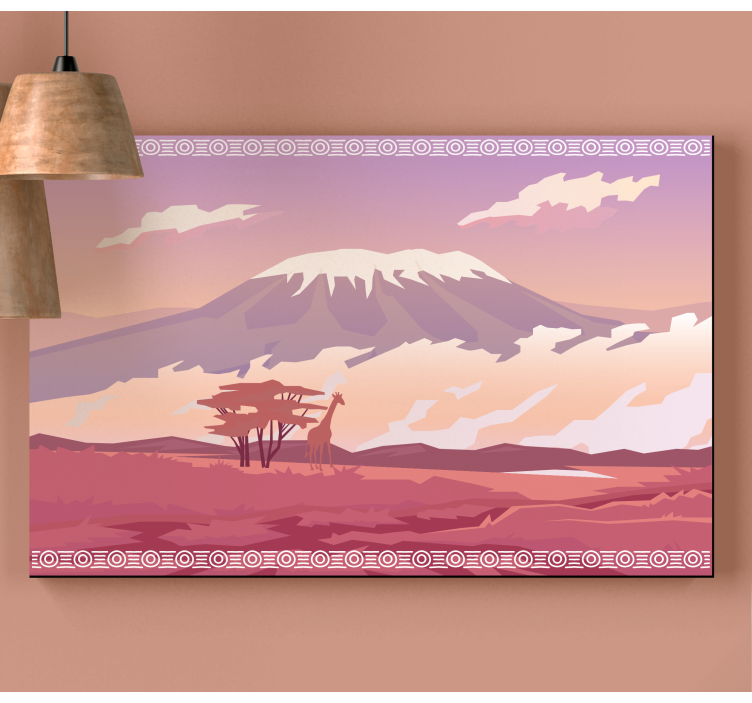 Landscape canvas giraffe mountain view - TenStickers