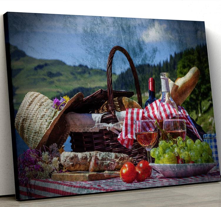 Landscape canvas picnic basket setting - TenStickers