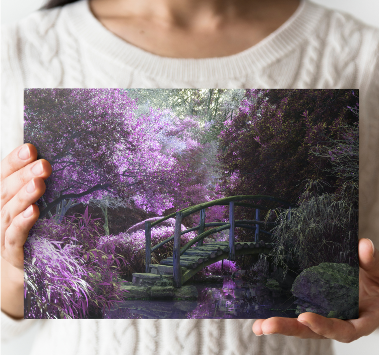 Landscape canvas serene garden bridge - TenStickers