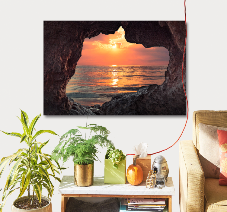 Landscape canvas sunset through rock - TenStickers
