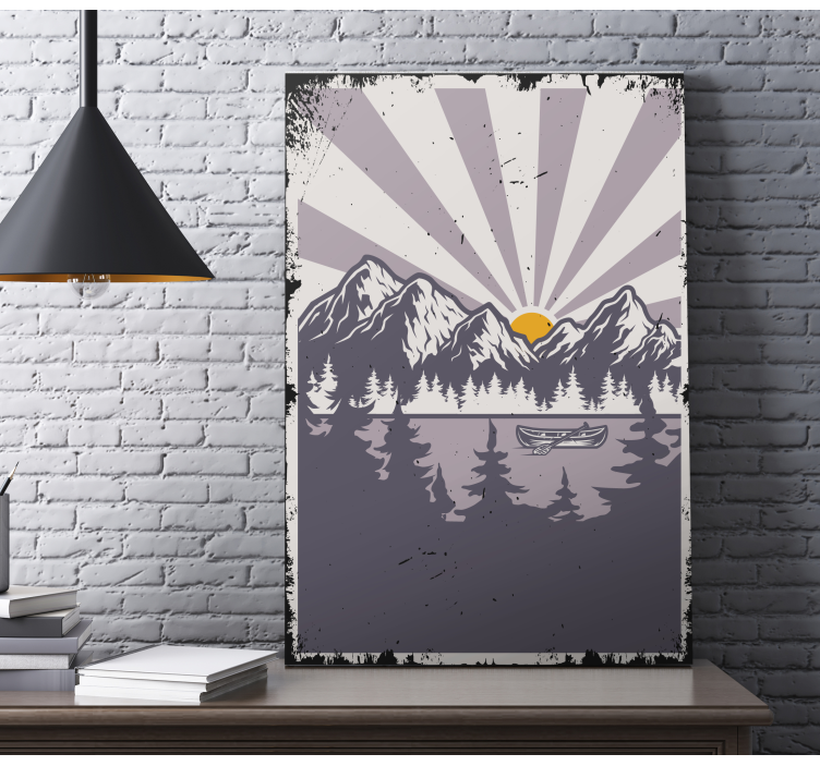 Landscape lake and mountains wall canvas - TenStickers