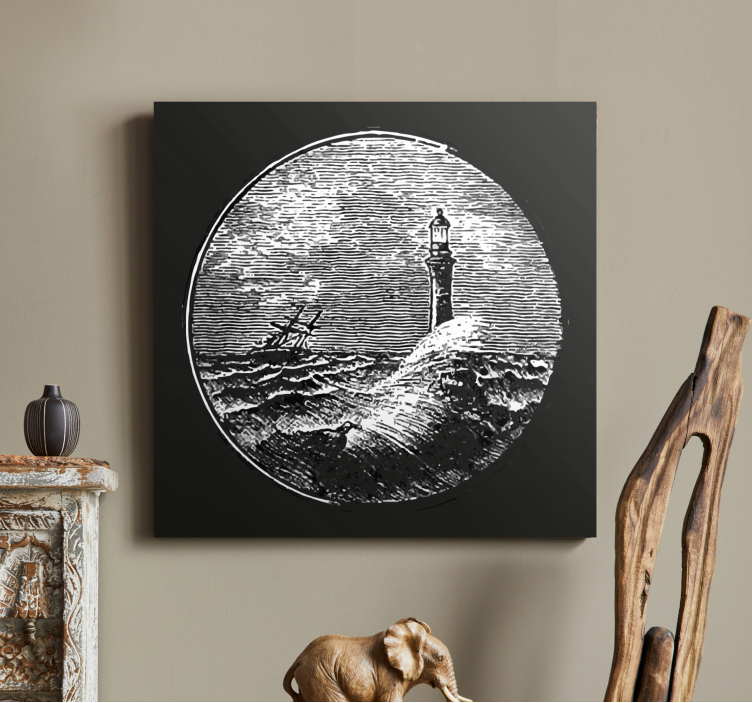 Lighthouse Amid Waves landscape canvas - TenStickers