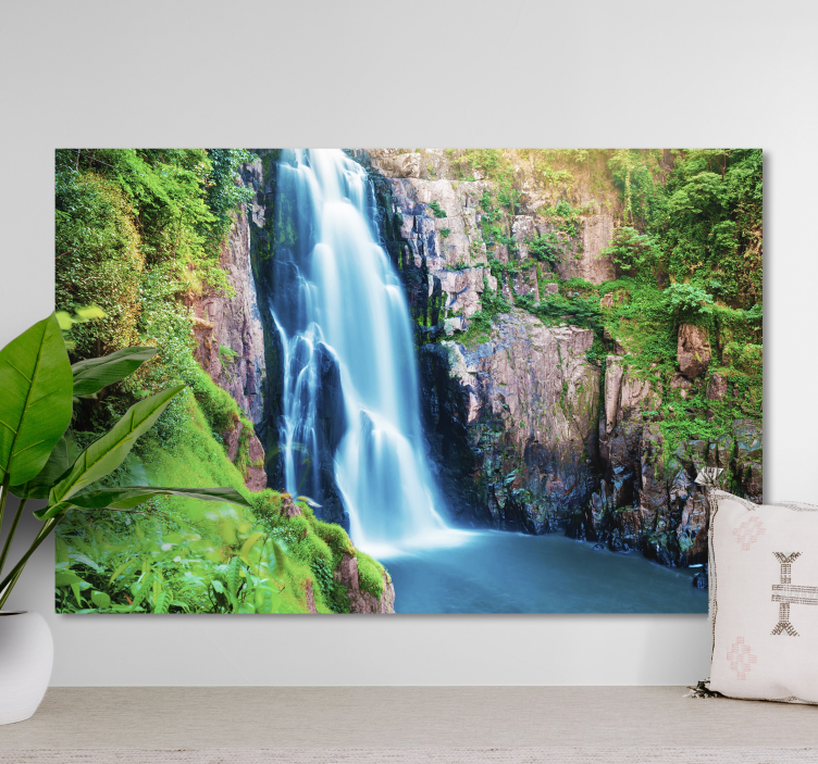 LUSH WATERFALL SCENE landscape canvas - TenStickers