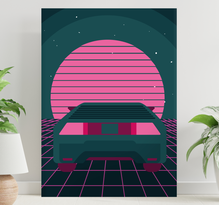 Modern canvas art retro car scene artwork - TenStickers