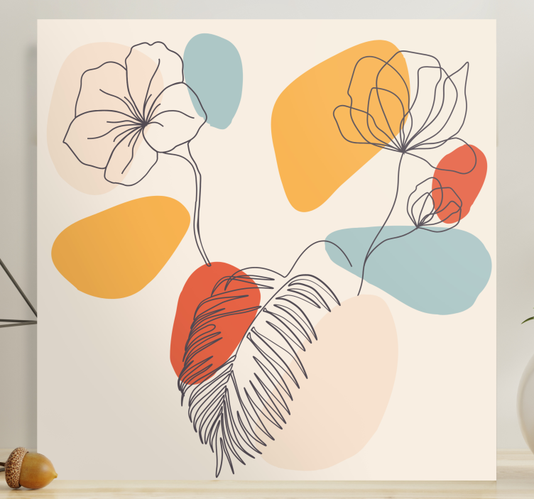 OVERLAPPING FLOWER LINES Flowers  canvas - TenStickers