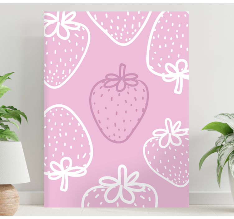 PLAYFUL STRAWBERRY PATTERN fruit canvas wall art - TenStickers