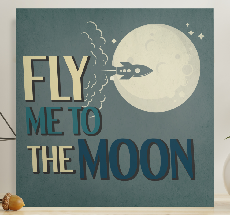 Quote canvas rocket journey to the moon - TenStickers