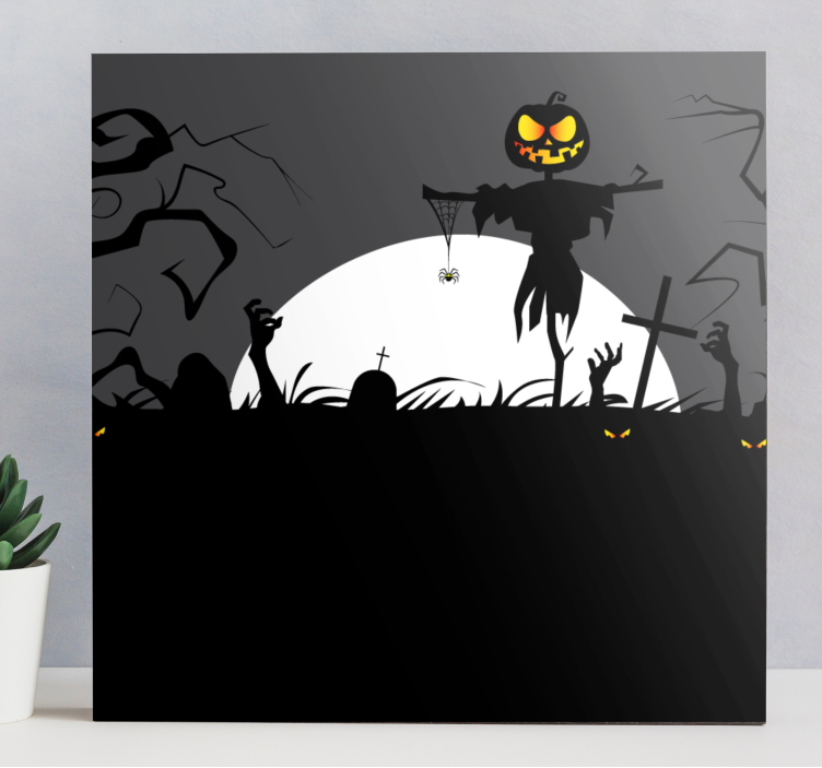 Retro canvas spooky pumpkin display - TenStickers