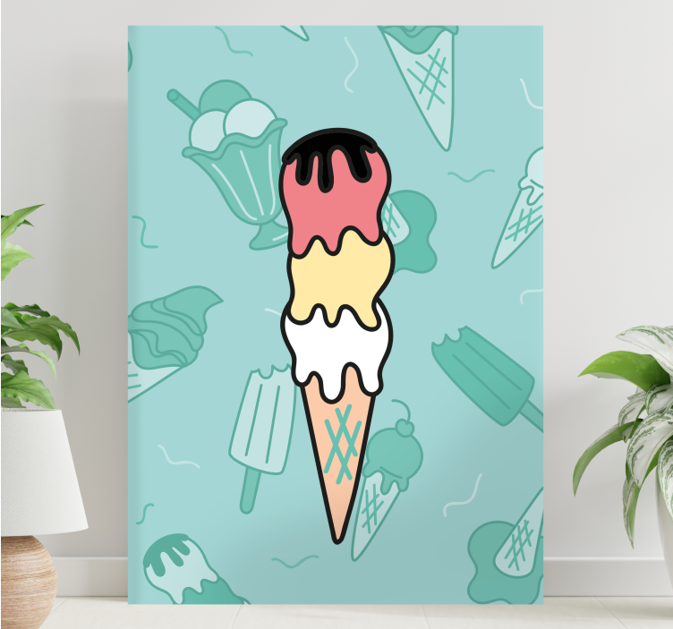 Rustic canvas wall art ice cream cone joy - TenStickers