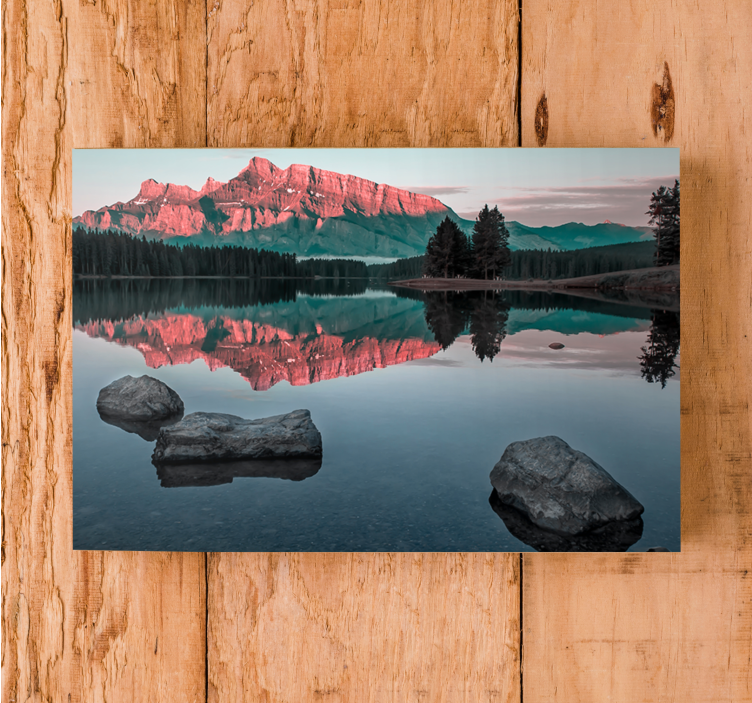 Serene mountain reflections landscape canvas - TenStickers