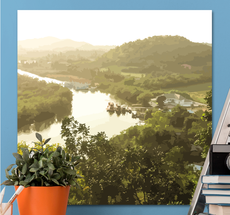 Serene river view landscape canvas - TenStickers