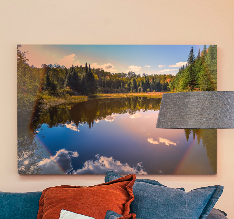 Serene water reflection landscape canvas - TenStickers