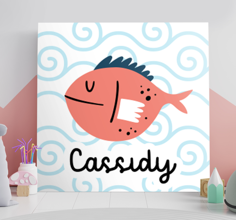 smiling fish with name personalised canvas - TenStickers