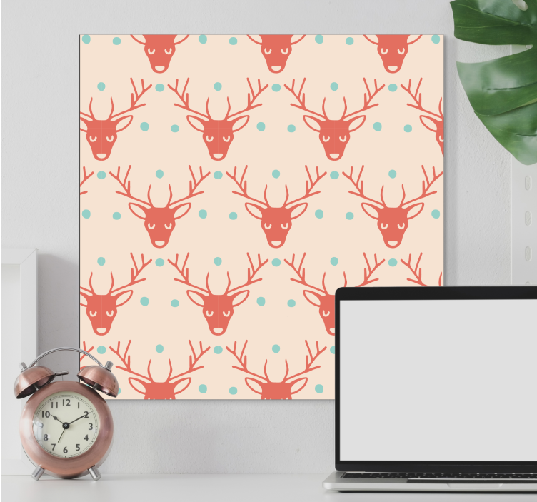 Stag canvas with stylized stag heads - TenStickers