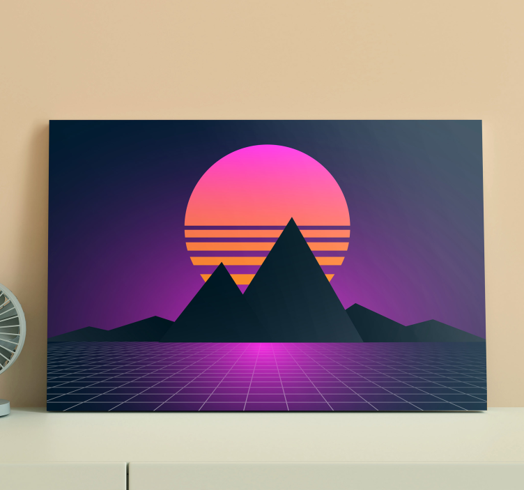 Synthwave Mountainscape retro canvas - TenStickers