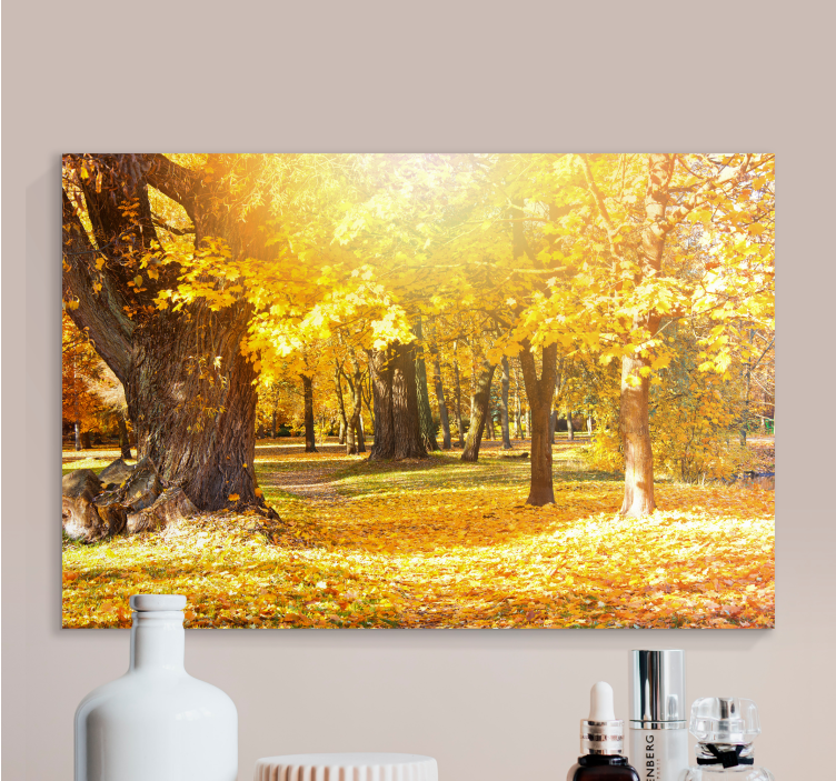 Tree canvas wall art autumn forest path - TenStickers