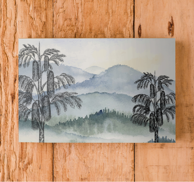 Tree canvas wall art mountainous landscape print - TenStickers