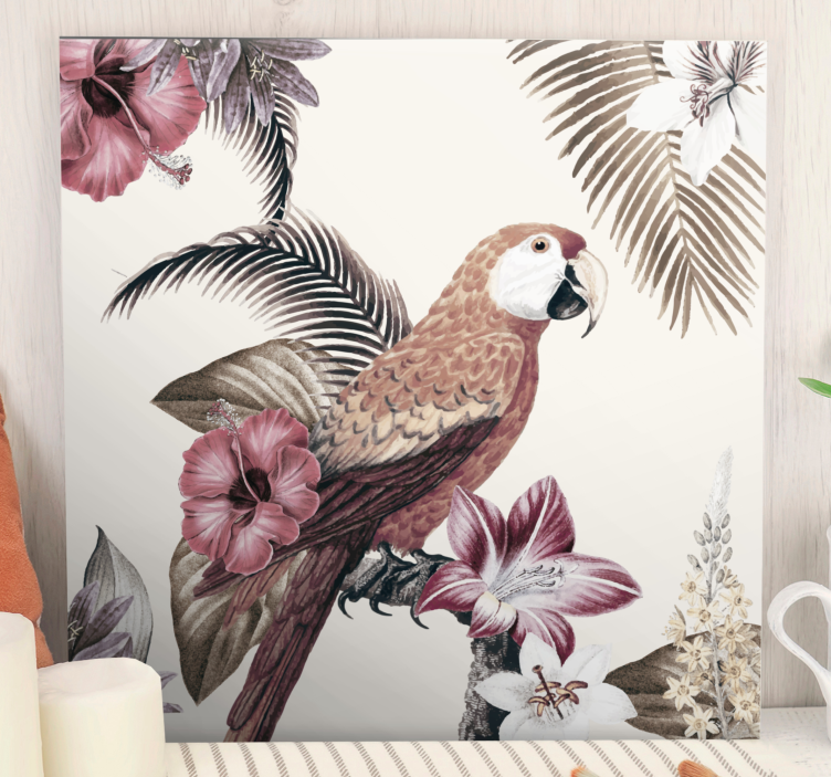 Tropical Parrot Scene bird canvas wall art - TenStickers