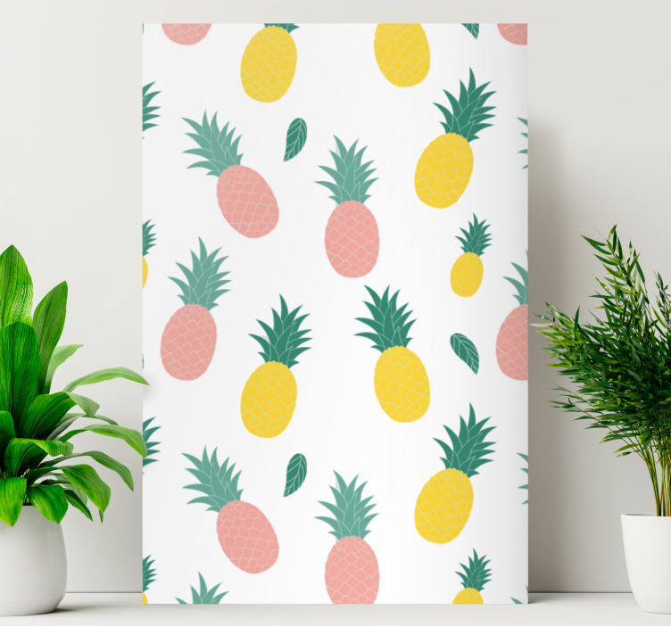 Tropical Pineapple Pattern fruit canvas wall art - TenStickers
