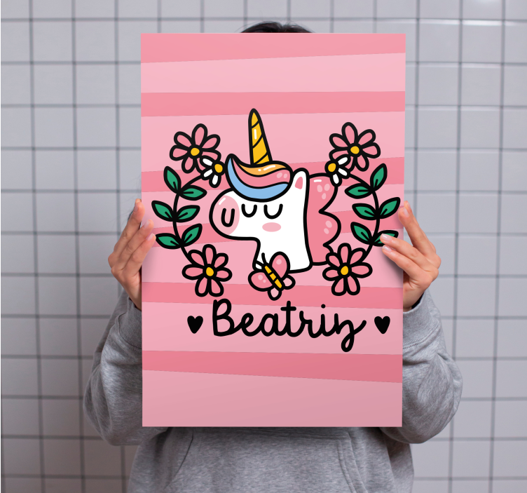 Unicorn pictures framed cute unicorn floral art - TenStickers
